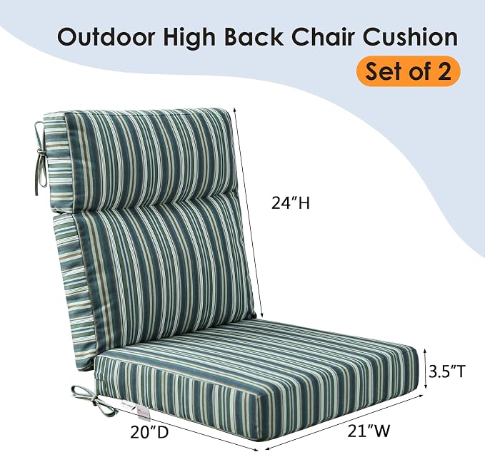 Unimatta Sunbrella Outdoor High Back Chair Cushion Seat Pads, 44 x 21 Inch - Image 6