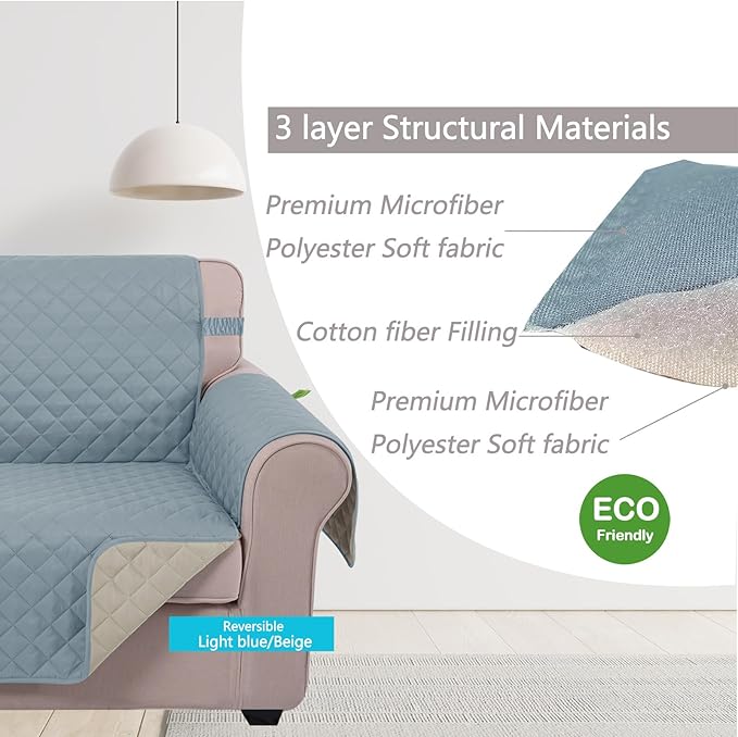 U-NICE HOME Reversible Oversized Chair Covers Quilted Water Repellent Pet - Image 5