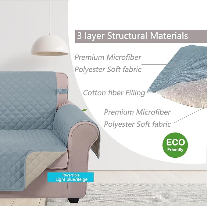 U-NICE HOME Loveseat Sofa Cover Reversible Couch Cover - Image 4