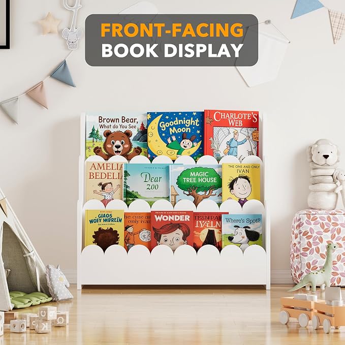 SpaceAid 3-Tier Scalloped Bookshelf, Montessori Bookcase - Image 5