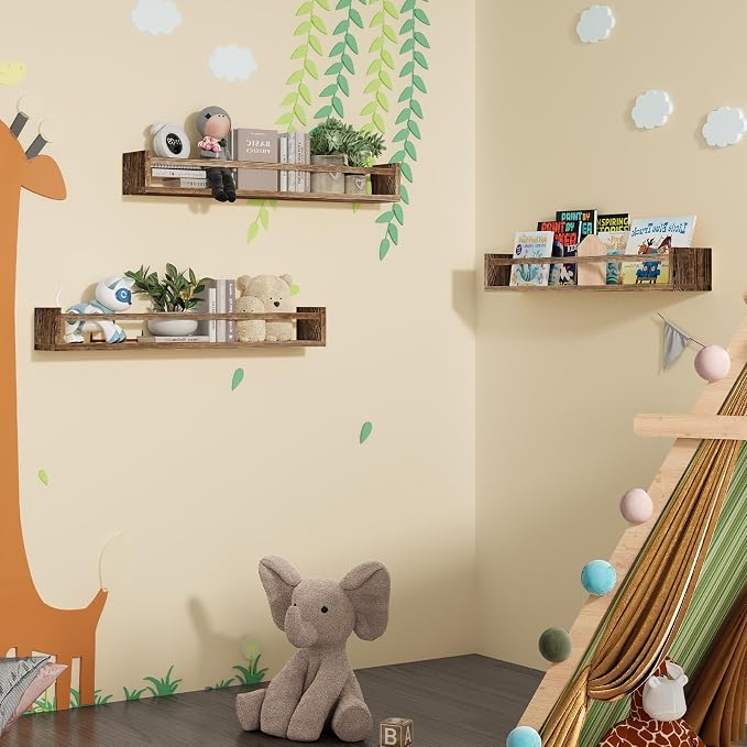 Fixwal Nursery Book Shelves for Kids Rooms, 23.6 Inch Floating Bookshelves for - Image 2