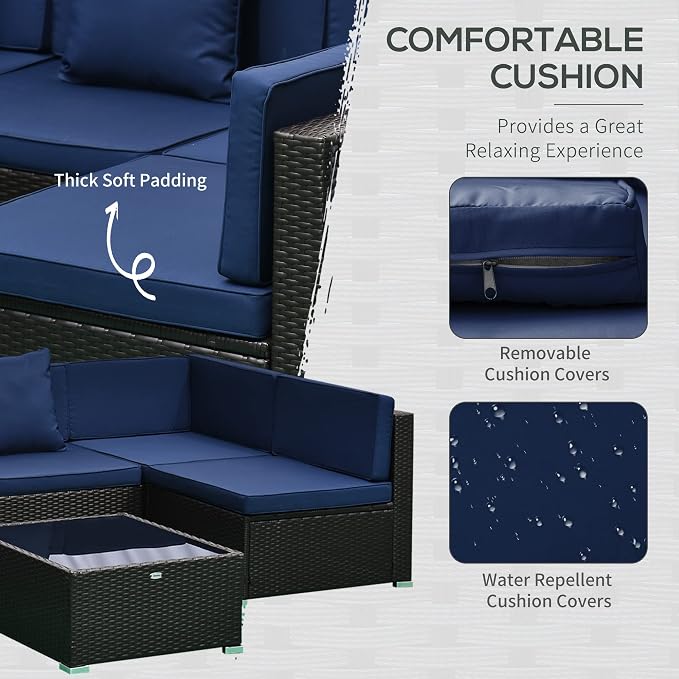 Outsunny 7-Piece Patio Furniture Sets Outdoor Wicker Conversation Sets All - Image 4