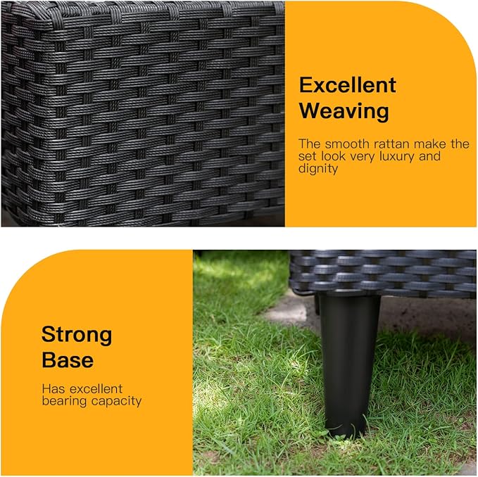 FDW 5 Pieces Patio Furniture Sets Outdoor Sectional Sofa Wicker Chair Rattan - Image 4