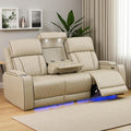 Power Recliner Sofa Couch with LED, Breathing Leather Reclining Couch, Living by LYfurniture