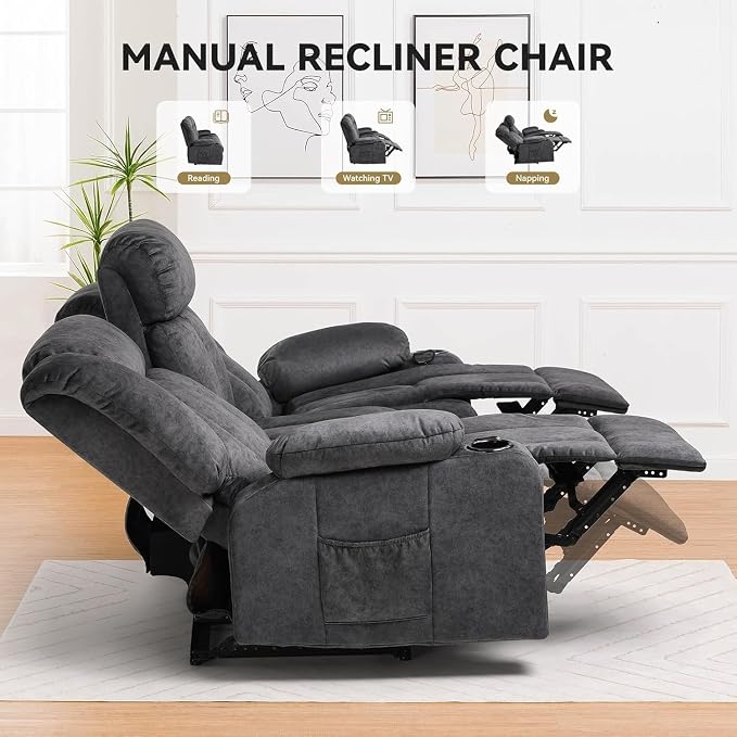 COMHOMA Manual Recliner Chair Set，Fabric Reclining Sofa Chair - Image 5