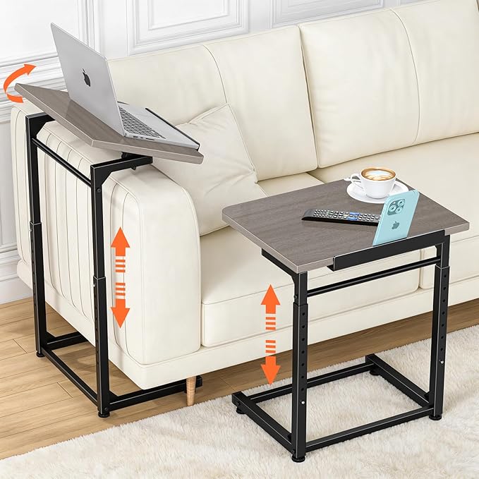 Tv Tray Table, 8-Level Adjustable Height Couch Side Table，90° Tilt Angle by Dataroad+Selead