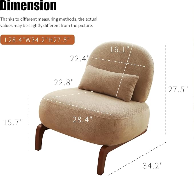 KEIKI Velvet Accent Chair, Armless Cloud Chair - Image 2