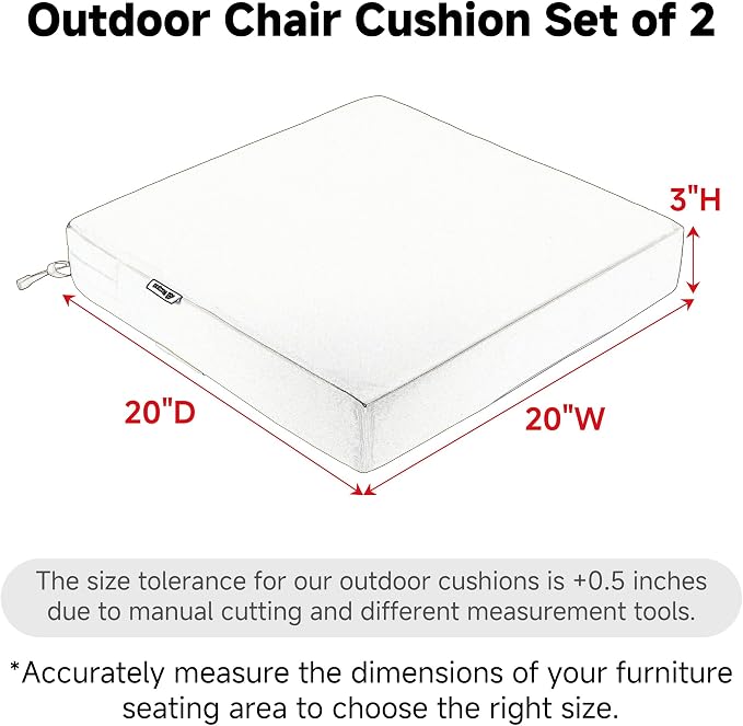 Favoyard Patio Chair Cushions 20 x 20 x 3 Inch Waterproof Outdoor Seat Cushions - Image 2