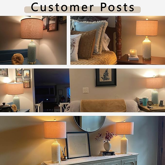 24.25" Modern Ceramic Blue Table Lamps Set of 2 - Image 5