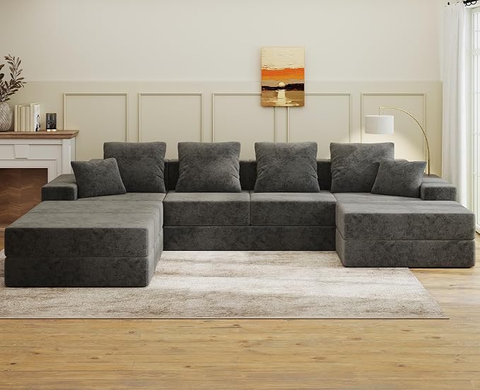 Living&Giving 128" U-Shaped Cloud Sectional Couch by LivingGiving