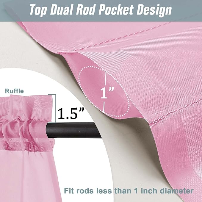 Light Pink Sheer Curtains 84 Inches Long 2 Panels, Elegant Airy Transparent - Image 3