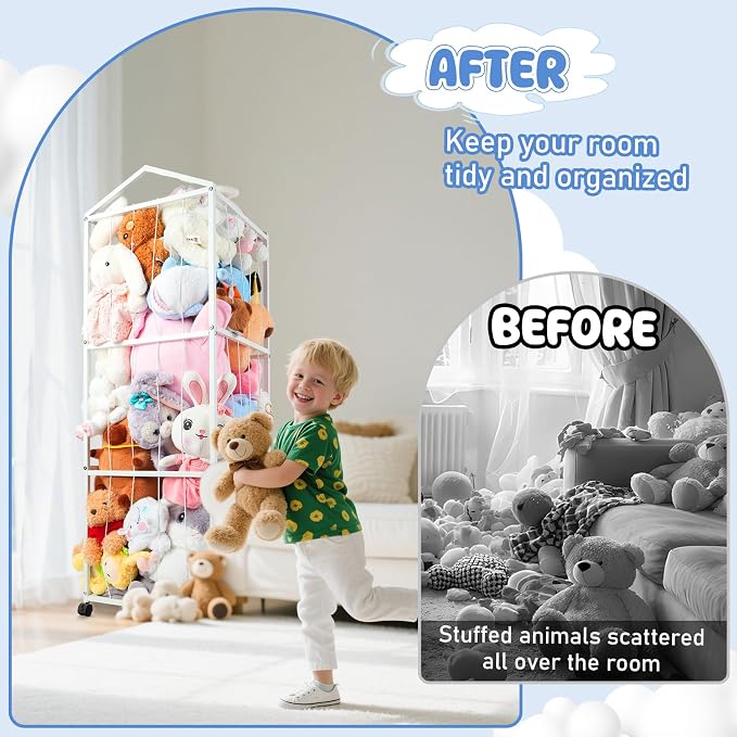 NomNest Stuffed Animal Storage Zoo, Large Metal Plushies Organizer, Heavy Duty - Image 6