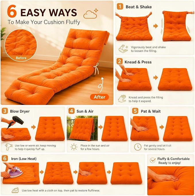 Outdoor Chaise Lounge Cushion, Waterproof 74.4x22x4.7 Inch Thick Cotton Filled - Image 8