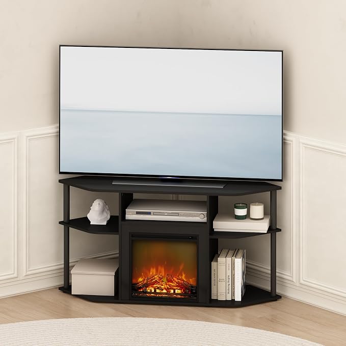 Furinno Jensen Fireplace TV Stand, NO Heat Decorative Electric Fireplace Corner by Furinno-FitsYourSpaceFitsYourBudget