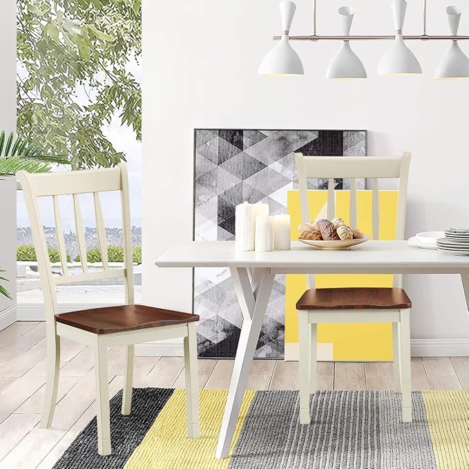 Giantex Wood Dining Chairs Set of 4, Armless Kitchen Chairs w/Solid Rubber Wood - Image 2