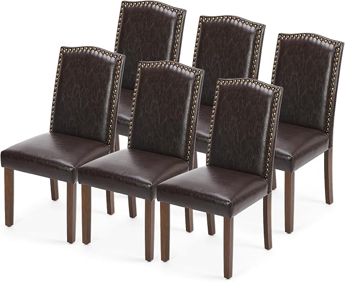 DUMOS Dining Chairs Set of 6, Moden PU Leather Kitchen Table Chairs by DumosLifestyle