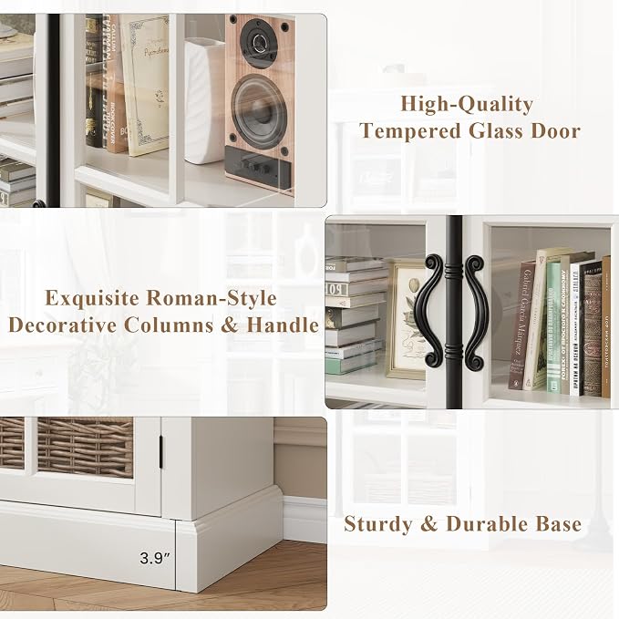 QUW Modern 65" Display Cabinet, 5-Tier Bookcase - Image 7