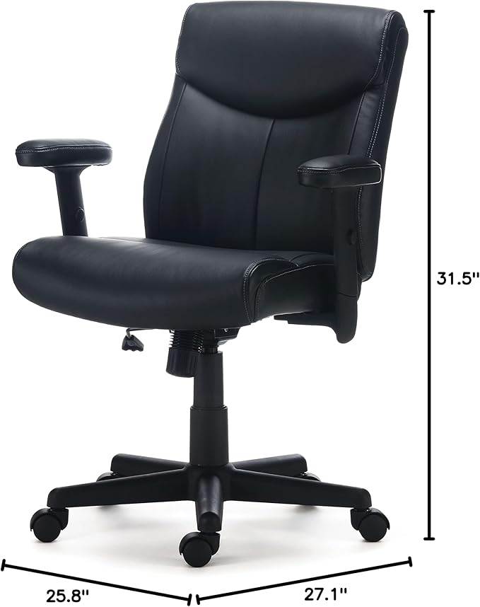Staples Ergonomic Task Chair, Faux Leather, Adjustable Height - Image 3