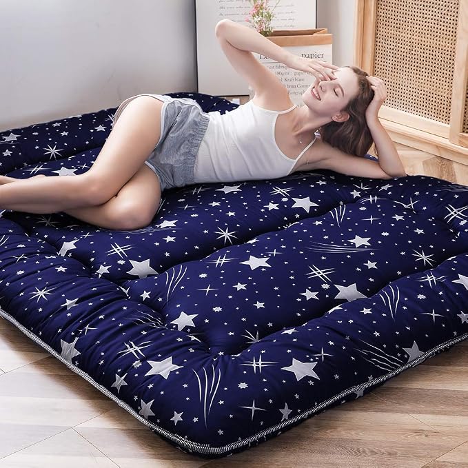 MAXYOYO Navy Starry Sky Japanese Futon Mattress, Tatami Floor Mat, Portable by MAXYOYO