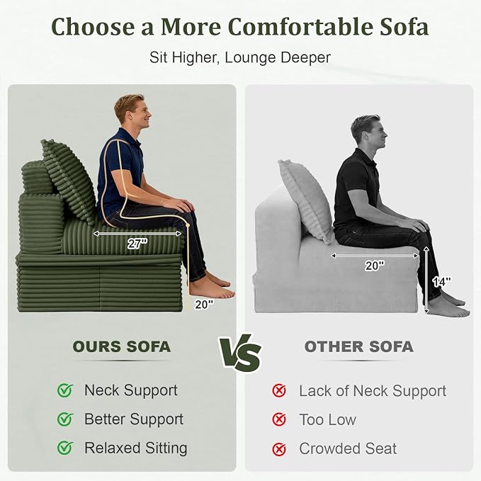 Upgrade Boneless Couch with Storage, Extra Deep&High Seat Modular Sectional - Image 6