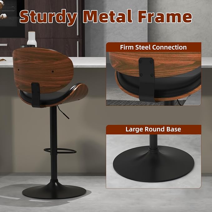 civama Bar Stools Set of 2 for Kitchen Counter, Adjustable Bar Height Chairs - Image 7