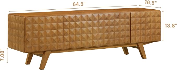 NTC Sapa Mid-Century Modern Solid Wood TV Stand 4-Door Media Console - Image 5