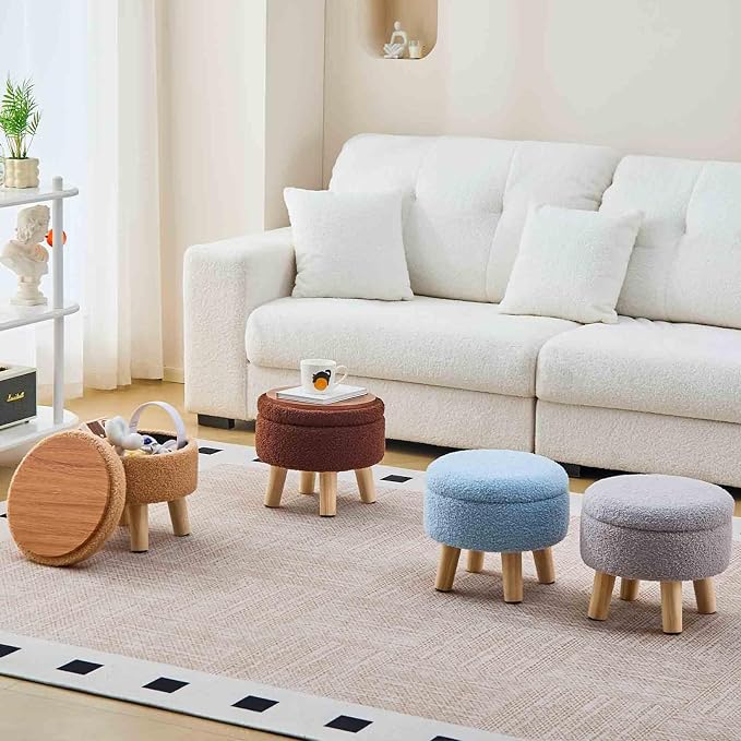 Wimarsbon Storage Ottoman, Modern Round Footrest - Image 7