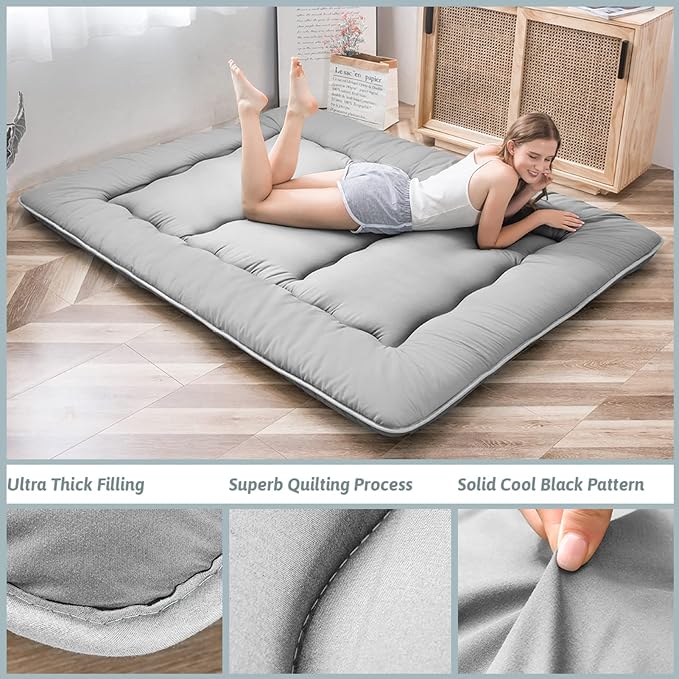 MAXYOYO Japanese Floor Mattress, Thicken Futon Sleeping Pad Foldable Roll Up - Image 8