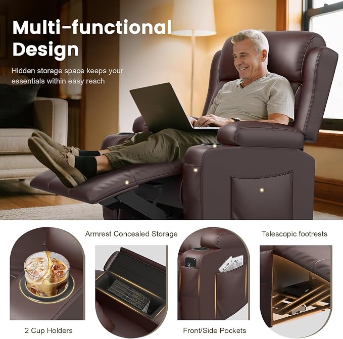 Home Theater Seating Power Recliner Chair, Massage Reclining Sofa - Image 3