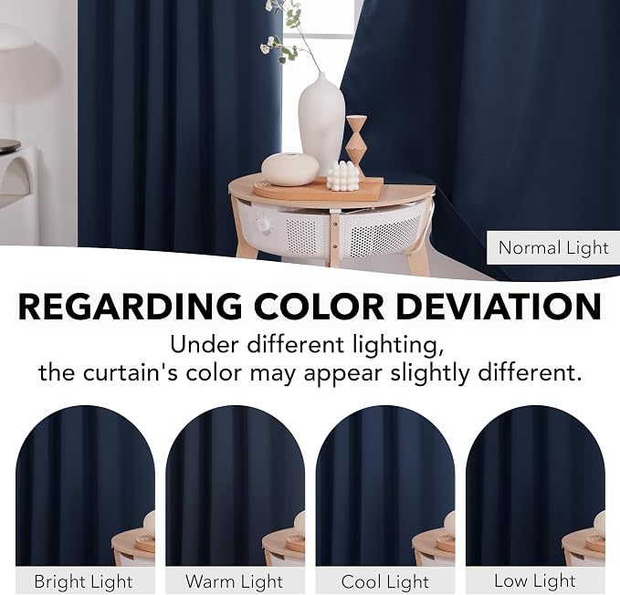 Deconovo Blackout Curtains, Thermal Insulated, W52 x L63 2 Panels, Back Tab - Image 6