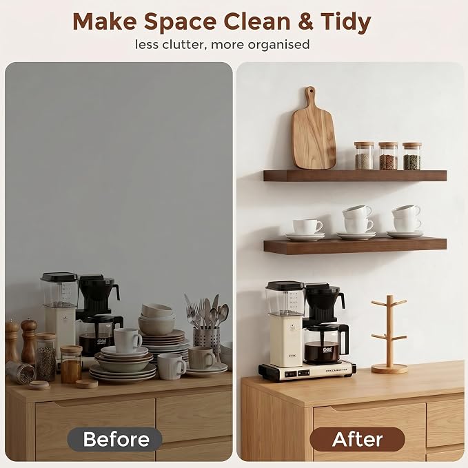 fuqing 20 Inch Floating Shelves | 6.7 Inch Deep Dark Wood Floating Shelves - Image 7