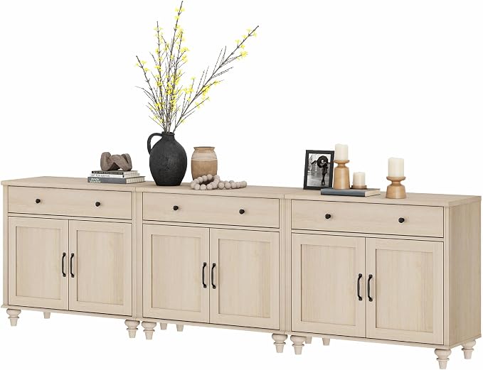 WAMAPT Buffet Cabinet with 6 Doors and 3 Drawers, Large Coffee Bar Table Wood - Image 5