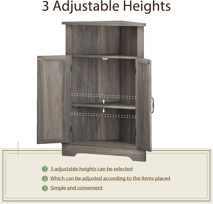 Smuxee Bathroom Corner Storage Cabinet, Farmhouse Floor Corner Cabinet - Image 4