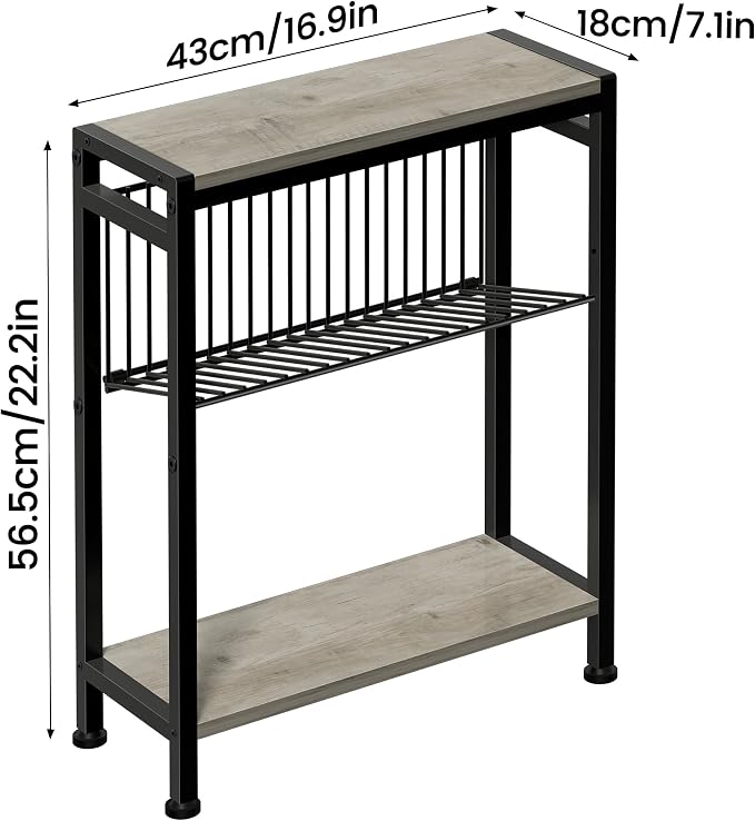 Small Side Table for Small Space, 3-Tier Narrow End Table - Image 3