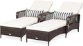 COSTWAY PE Rattan Chaise Lounge Chair, 6 Gear Adjustable Recliner by COSTWAY