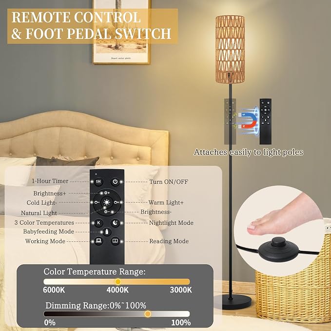 Ruiever Floor Lamp for Living Room, Farmhouse Floor lamp, Modern Standing lamp - Image 3