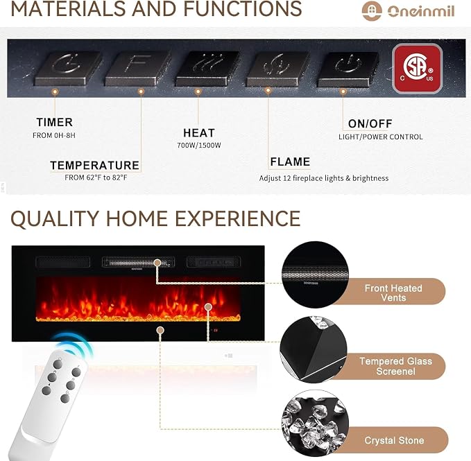 oneinmil 70" Fireplace TV Stand - Image 5