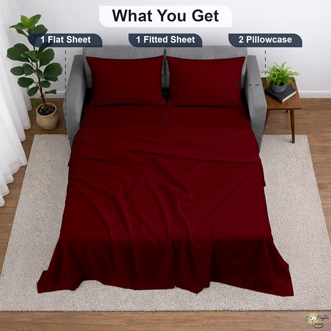 Cottington Lane Sleeper Sofa Sheets Queen Size, 4 Piece Premium Quality 100% - Image 5