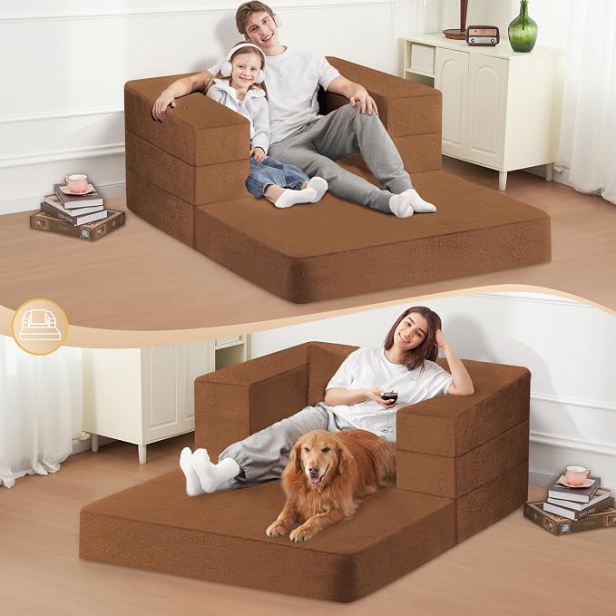 Futon Sofa Bed with Pillow, 3-in-1 Sleeper Sofa Bed with Removable Cover - Image 5