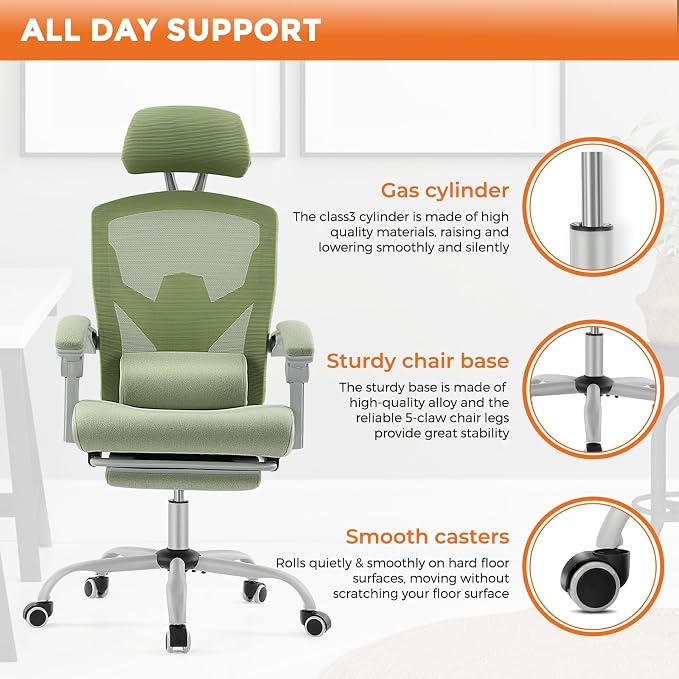 Sweetcrispy Office Computer Desk Chair Set of 2, Ergonomic High-Back Mesh - Image 8