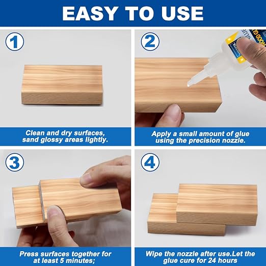 Meuvcol Extra Strong Wood Glue, 100g Fast Drying Clear Wood Adhesive - Image 4