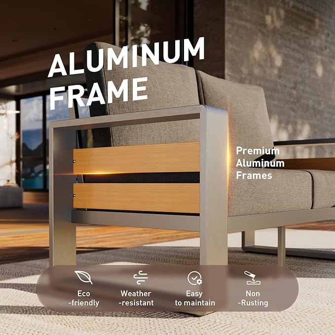 Aoxun Aluminum Patio Furniture Set, 5 Seats Sectional Metal Patio Furniture - Image 3