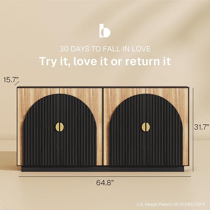 BELLEZE Set of 2 Fluted Buffet Cabinet - Image 2