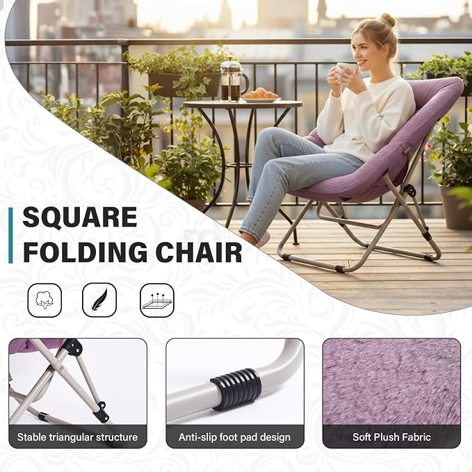 Tiita Comfy Folded Chair, Soft Faux Fur Oversized Folding Accent Chair - Image 4