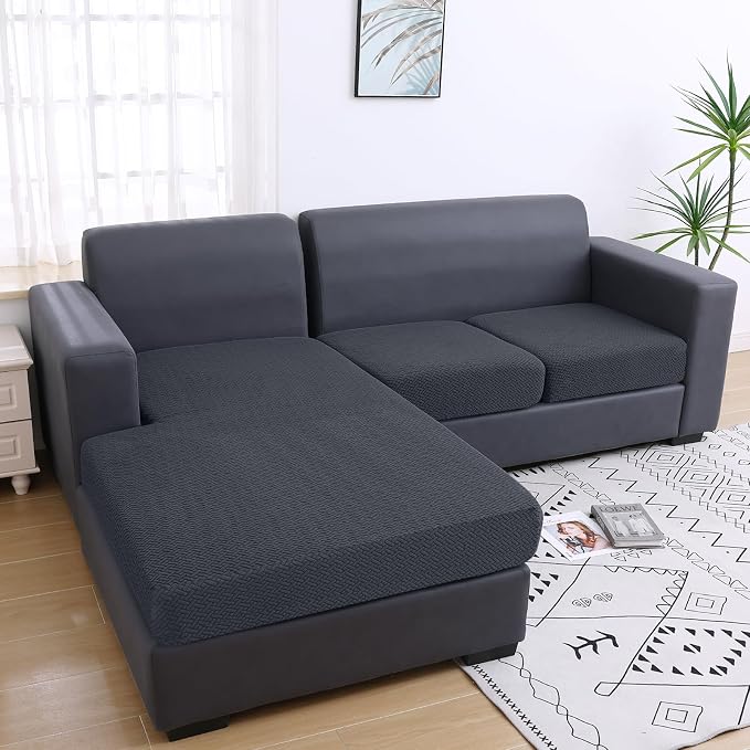 Smiry Waterproof Couch Cushion Covers, Stretch Jacquard Thick Sofa Cushion - Image 5