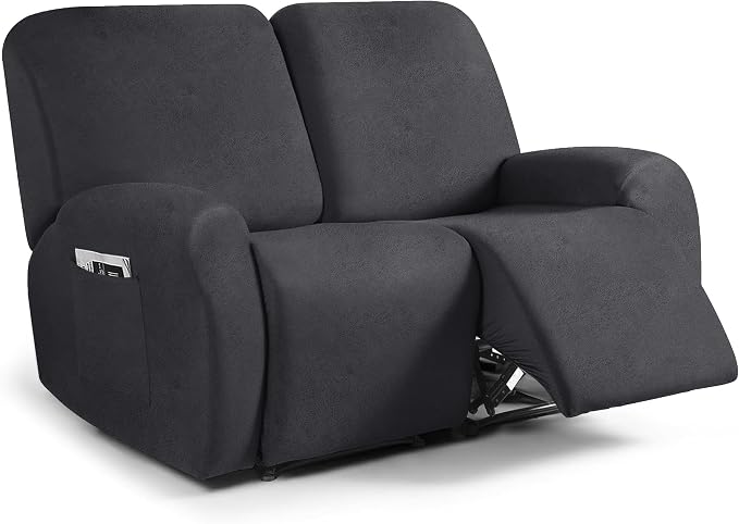 ANARACHON Leather Look Loveseat Recliner Cover, 6-Pieces Stretch Dual Recliner by ANARACHON