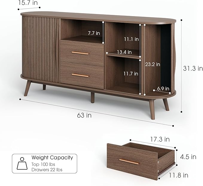 JOINICE 63" Fluted Storage Cabinet - Image 2