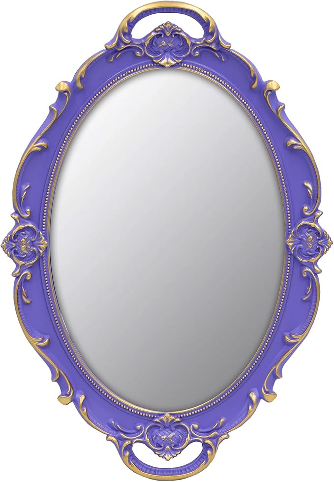 YCHMIR Vintage Small Mirror 14.5 x 10 Inch Oval Purple Wall Mirror by YCHMIR