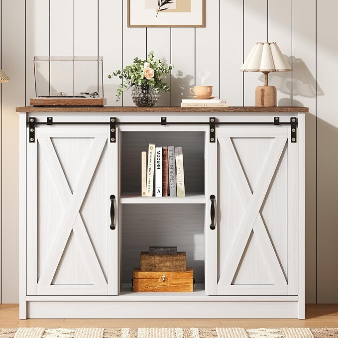 4 EVER WINNER Farmhouse Coffee Bar Cabinet, Coffee Station Cabinet - Image 7