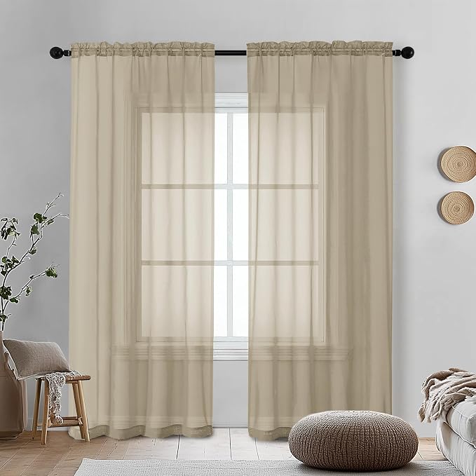 OVZME Tapue Sheer Curtains 78 Inches Long 2 Panels by OVZME